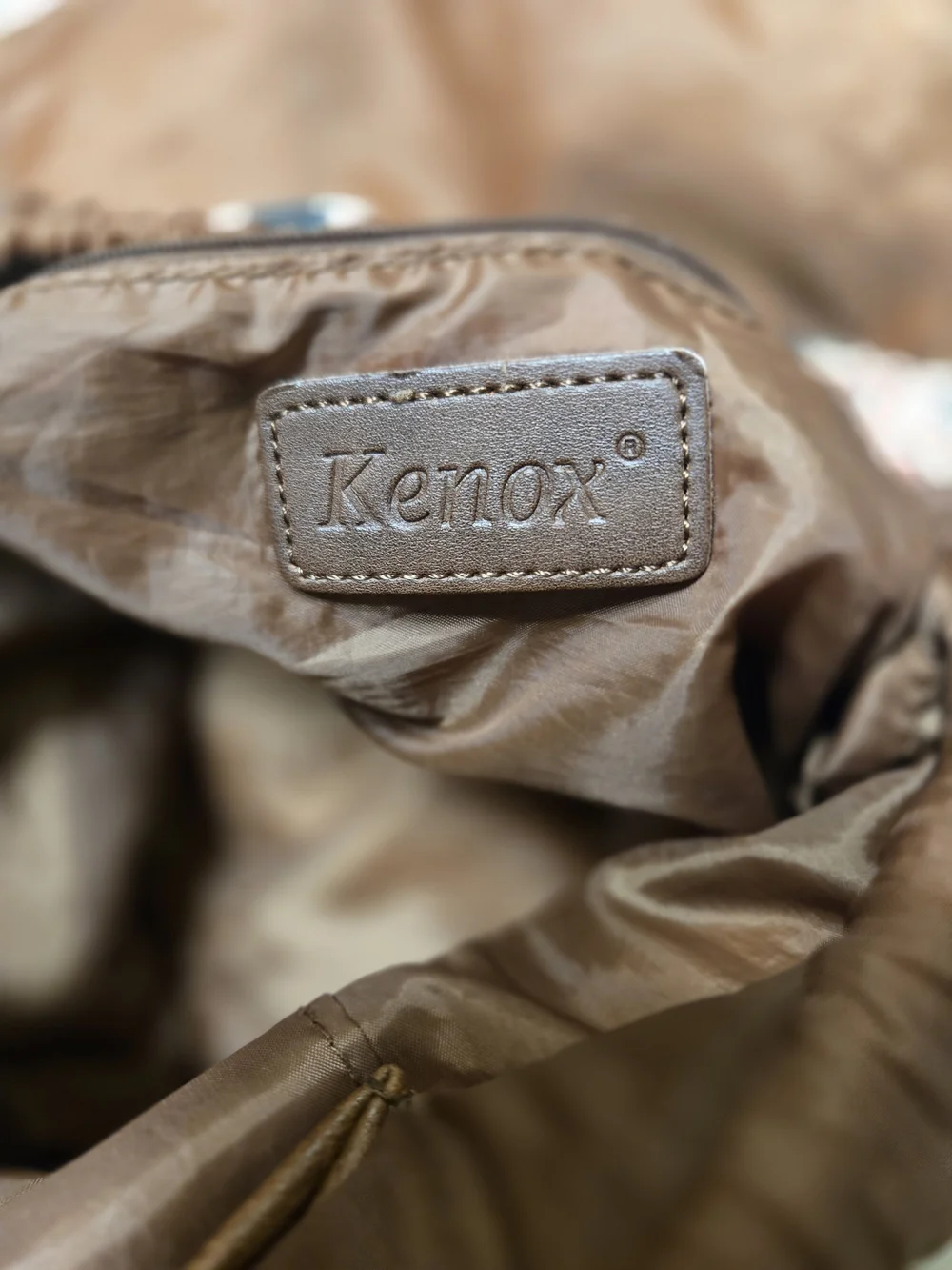 Kenox Brand Floral Canvas Drawstring Backpack with Brown Trim